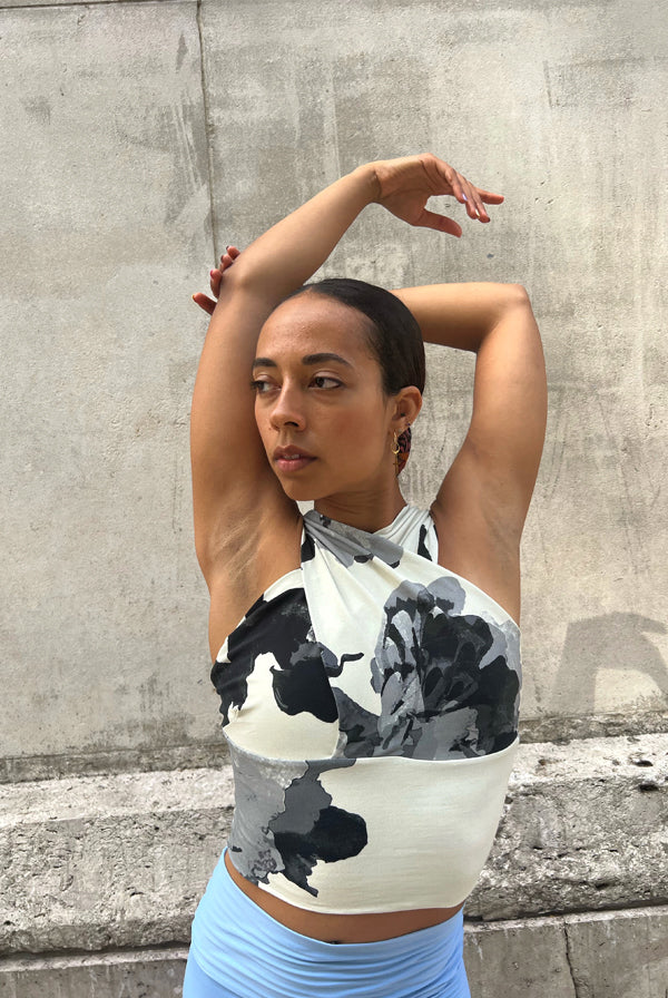 Draped Top Cotton Flower Prints