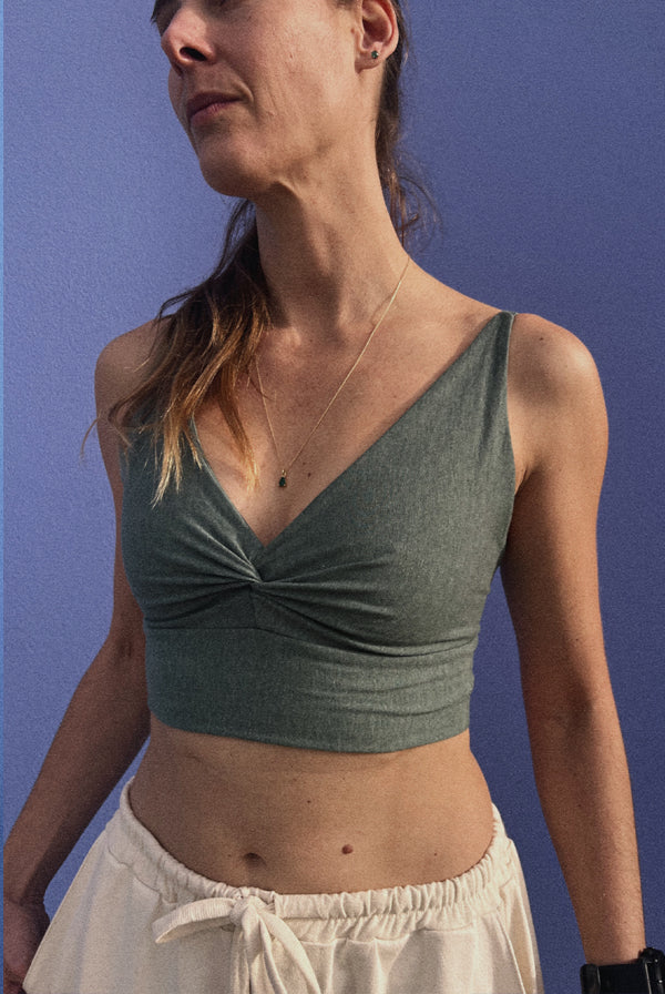 V-Neck Draped Top Cotton